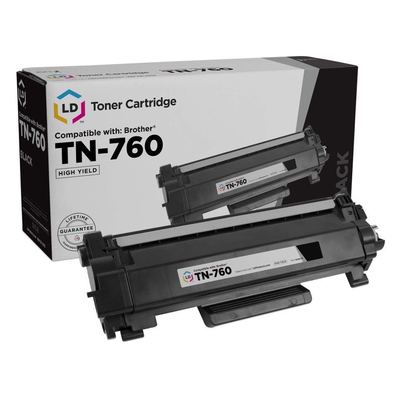 LD Products Compatible Toner Cartridge Replacement for Brother TN760 TN-760 TN 760 TN730 TN-730 (1-Black) for DCP-L2550DW, HL-L2325DW, HL-L2370DW, HL-L2390DW, HL-L2395DW, MFC-L2717DW, MFC-L2730DW - Image 1
